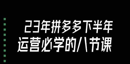 大牙·23年下半年拼多多运营必学的八节课（18节完整）-泡泡网赚