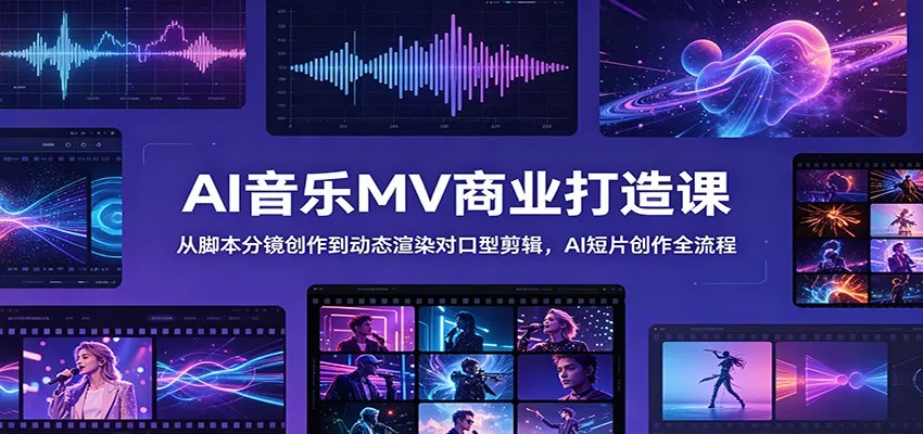 AI音乐MV商业打造课：从脚本分镜创作到动态渲染对口型剪辑，AI短片创作全流程-泡泡网赚