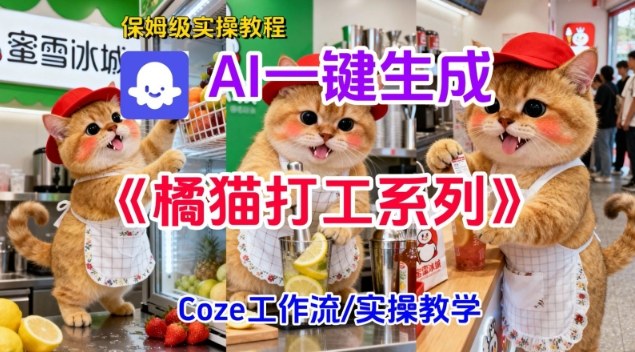 Coze扣子工作流一键生成胖橘猫打工短视频，保姆级实操搭建教学-泡泡网赚