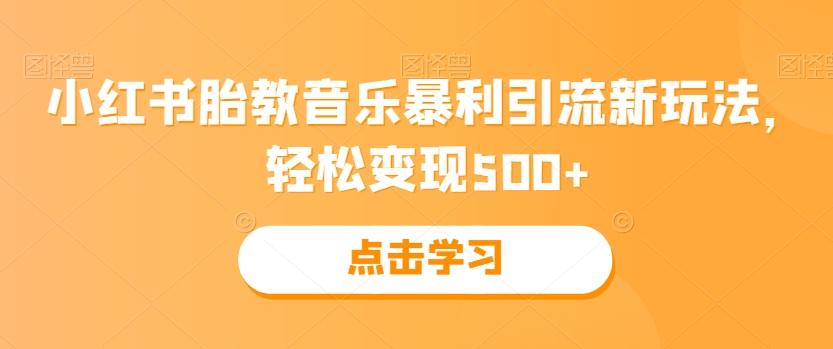 小红书胎教音乐暴利引流新玩法，轻松变现500+-泡泡网赚