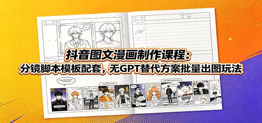 抖音图文漫画制作课程：分镜脚本模板配套，无GPT替代方案批量出图玩法-泡泡网赚