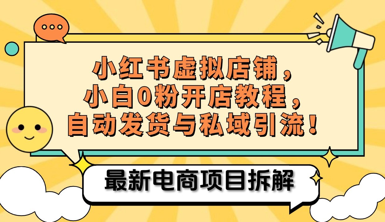 小红书电商，小白虚拟类目店铺教程，被动收益+私域引流-泡泡网赚