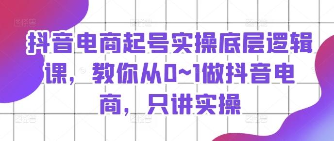 抖音电商起号实操底层逻辑课，教你从0~1做抖音电商，只讲实操-泡泡网赚