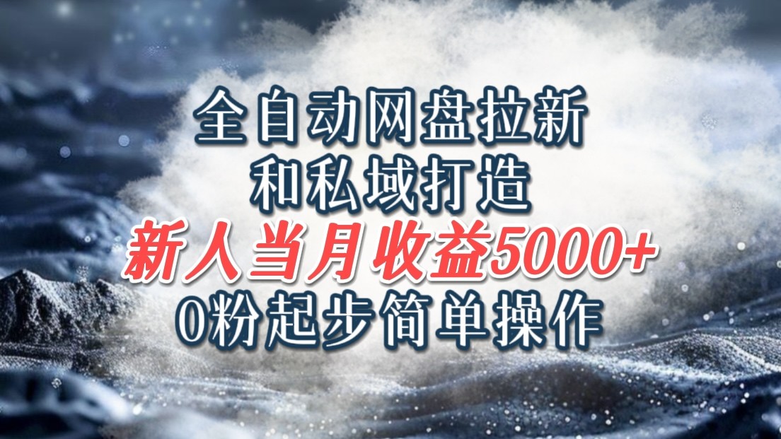 全自动网盘拉新和私域打造，0粉起步简单操作，新人入门当月收益5000以上-泡泡网赚
