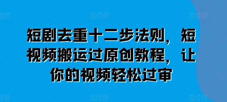 短剧去重十二步法则，短视频搬运过原创教程，让你的视频轻松过审-泡泡网赚