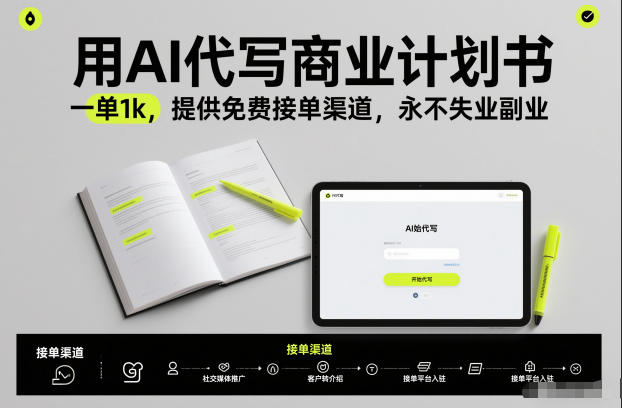 用AI代写商业计划书，一单1k，提供免费接单渠道，永不失业副业-泡泡网赚