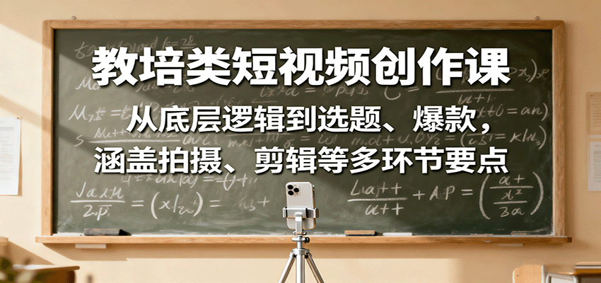 教培类短视频创作课：从底层逻辑到选题、爆款，涵盖拍摄、剪辑等多环节要点-泡泡网赚