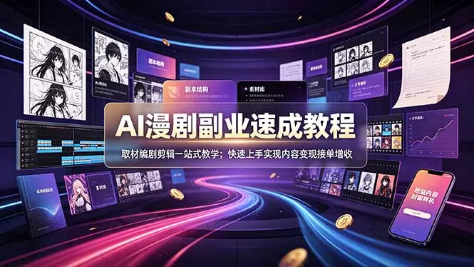 AI漫剧副业速成教程,取材编剧剪辑一站式教学;快速上手实现内容变现接单增收 AI漫剧副业速成教程,取材编剧剪辑一站式教学;快速上手实现内容变现接单增收