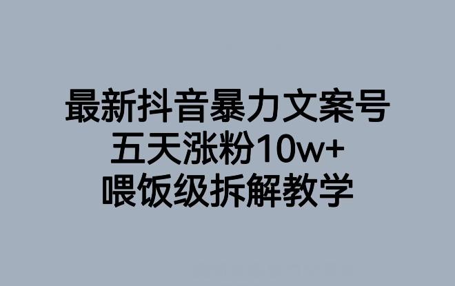 最新抖音暴力文案号，五天涨粉10w+，喂饭级拆解教学-泡泡网赚