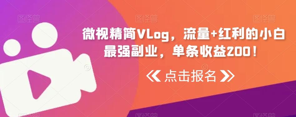 微视精简Vlog，流量+红利的小白最强副业，单条收益200！-泡泡网赚