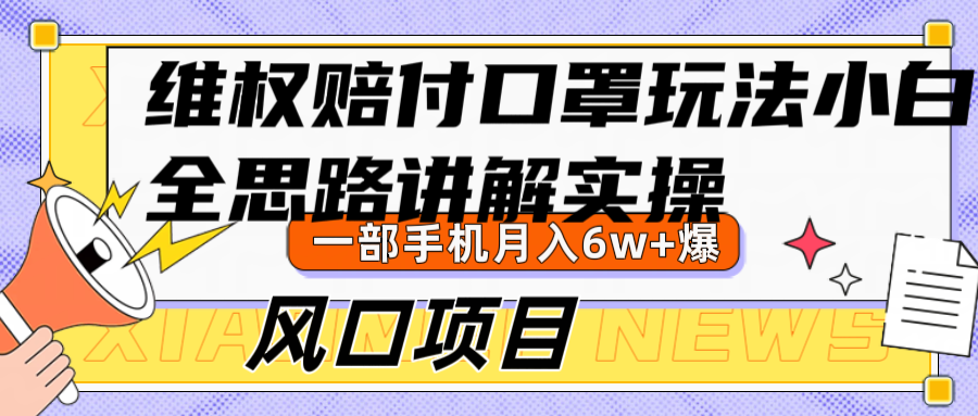 维权赔付口罩玩法，小白也能月入6w+，风口项目实操-泡泡网赚