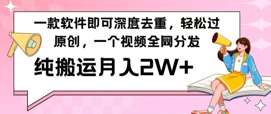 一款软件深度去重，轻松过原创，一个视频全网分发，纯搬运月入2W+-泡泡网赚