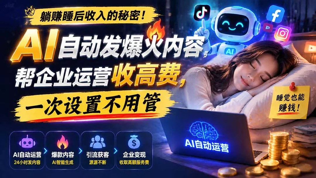 躺赚睡后收入的秘密！AI 自动发爆火内容，帮企业运营收高费，一次设置不用管【原创双语字幕】-泡泡网赚