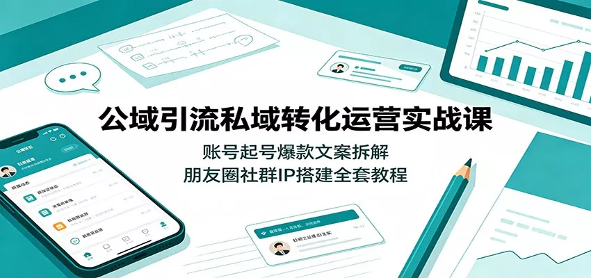公域引流私域转化运营实战课：账号起号爆款文案拆解，朋友圈社群IP搭建全套教程-泡泡网赚