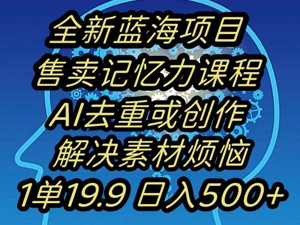 蓝海项目记忆力提升，AI去重，一单19.9日入500+【揭秘】-泡泡网赚