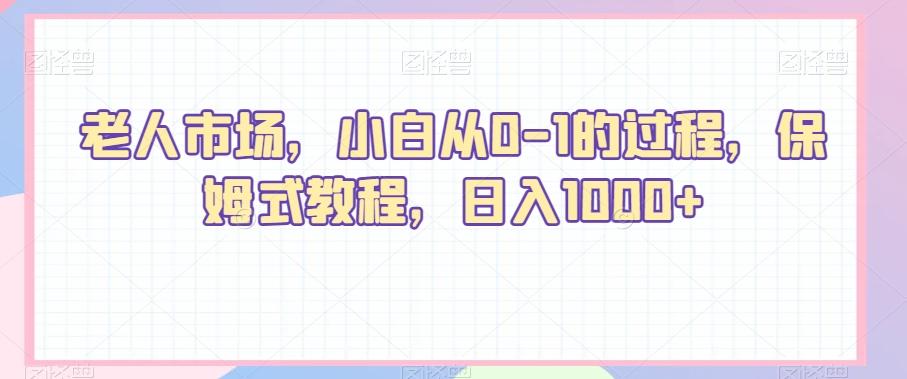 老人市场，小白从0-1的过程，保姆式教程，日入1000+-泡泡网赚