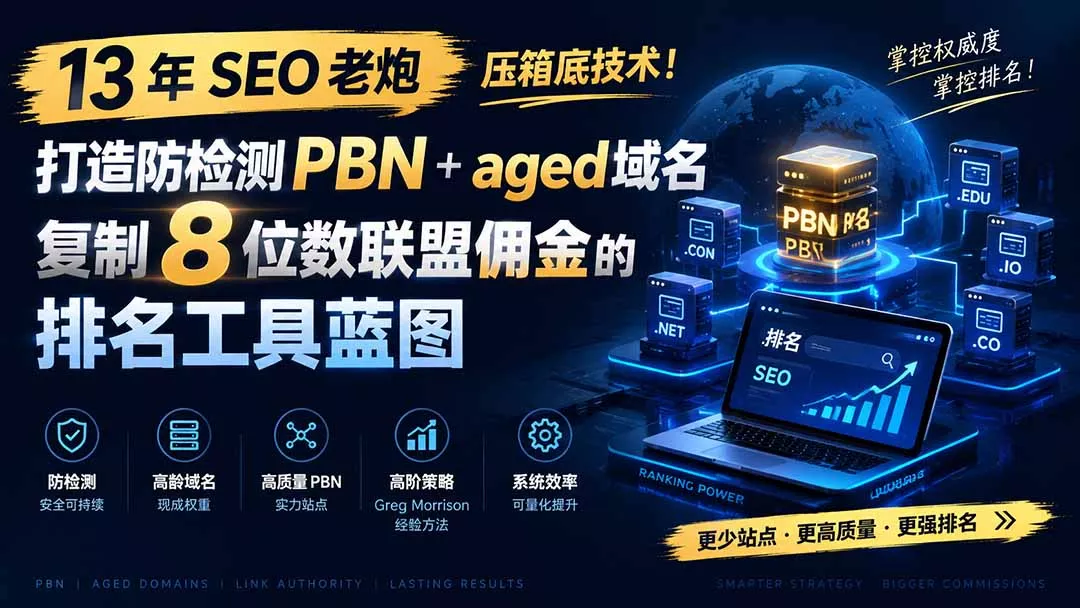 13 年 SEO 老炮压箱底技术！打造防检测 PBN+aged 域名，复制 8 位数联盟佣金的排名工具蓝图【原创双语字幕】-泡泡网赚