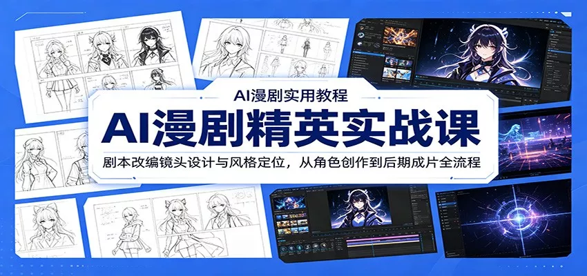 AI漫剧精英实战课：剧本改编镜头设计与风格定位，从角色创作到后期成片全流程-泡泡网赚