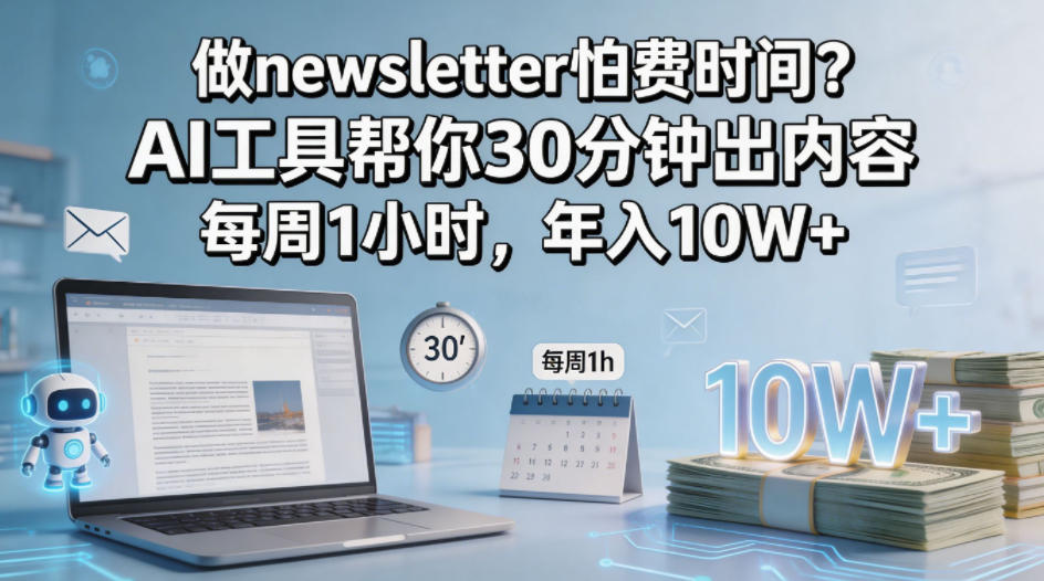 做newsletter怕费时间？AI工具帮你30分钟出内容，每周1小时，年入10W+！【原创双语字幕】-泡泡网赚
