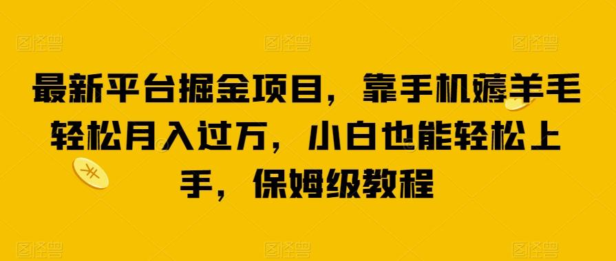 最新平台掘金项目，靠手机薅羊毛轻松月入过万，小白也能轻松上手，保姆级教程【揭秘】-泡泡网赚