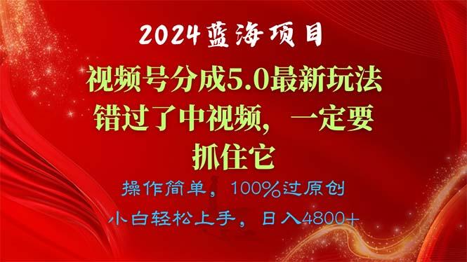 2024蓝海项目，视频号分成计划5.0最新玩法，错过了中视频，一定要抓住…-泡泡网赚