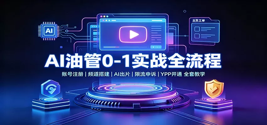 AI油管0-1实战：账号注册频道搭建，AI出片，限流申诉，YPP开通全套教学-泡泡网赚