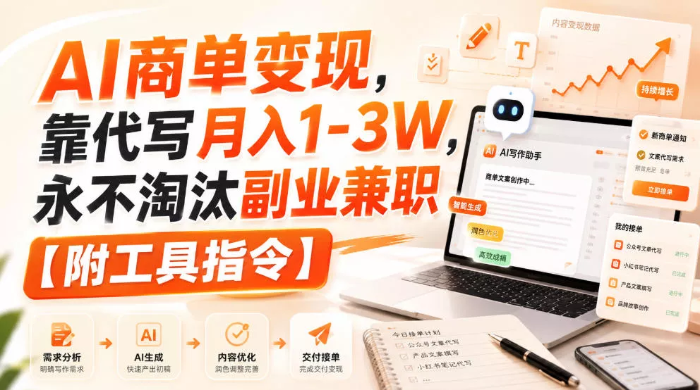 AI商单变现，靠代写月入1-3W，永不淘汰副业兼职【附工具指令】【揭秘】-泡泡网赚