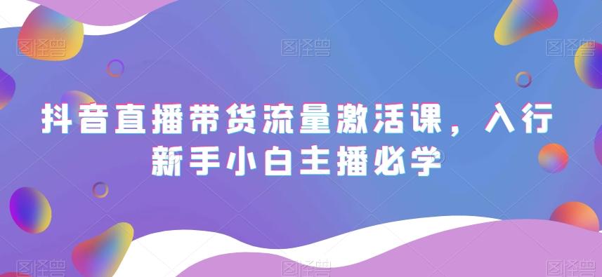 抖音直播带货流量激活课，入行新手小白主播必学-泡泡网赚