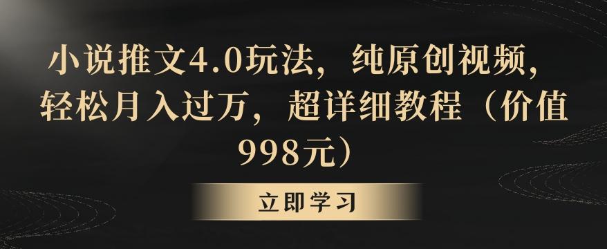小说推文4.0玩法，纯原创视频，轻松月入过万，超详细教程(价值998元)【揭秘】-泡泡网赚