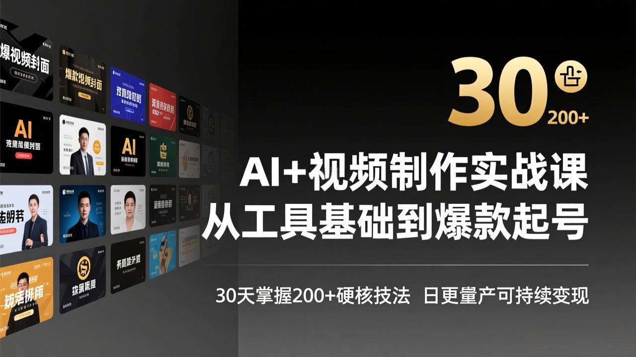 AI+视频制作实战班-3月更新：从工具基础到爆款起号，30天掌握200+硬核技法，日更量产可持续变现-泡泡网赚