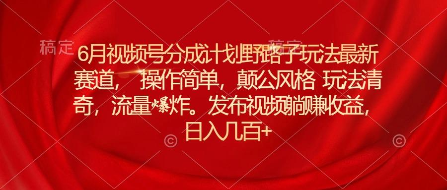 6月视频号分成计划野路子玩法最新赛道操作简单，颠公风格玩法清奇，流…-泡泡网赚