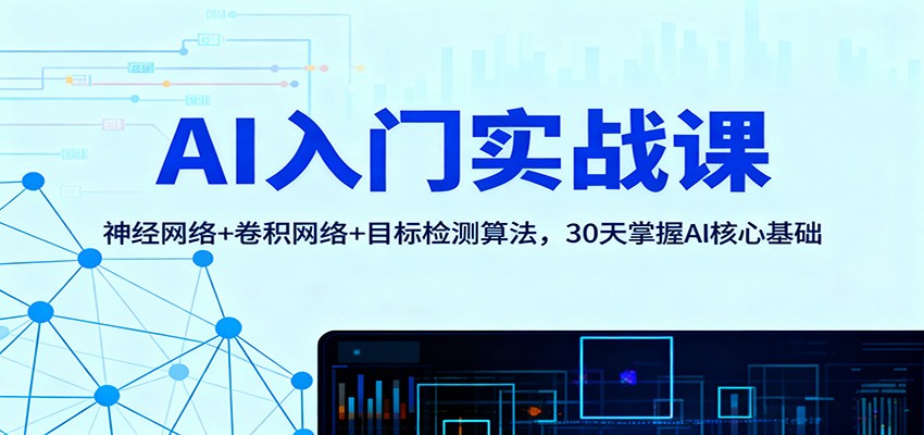 AI入门实战课：神经网络+卷积网络+目标检测算法，30天掌握AI核心基础-泡泡网赚