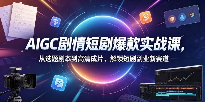AIGC剧情短剧爆款实战课，从选题剧本到高清成片，解锁短剧副业新赛道(更新0906)-泡泡网赚
