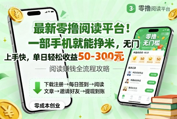 最新零撸阅读平台！一部手机就能挣米，无门槛上手快，单日轻松收益50-3张【揭秘】-泡泡网赚