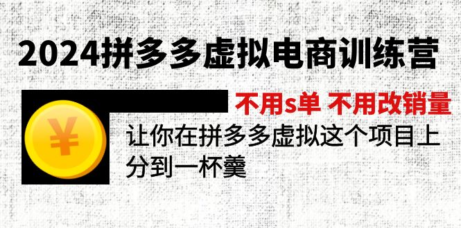 2024拼多多虚拟电商训练营 不s单 不改销量  做虚拟项目分一杯羹(更新10节-泡泡网赚