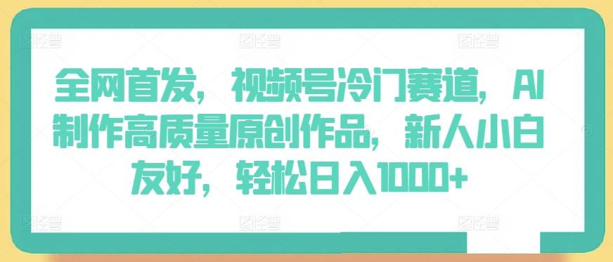 全网首发，视频号冷门赛道，AI制作高质量原创作品，新人小白友好，轻松日入1000+【揭秘】-泡泡网赚