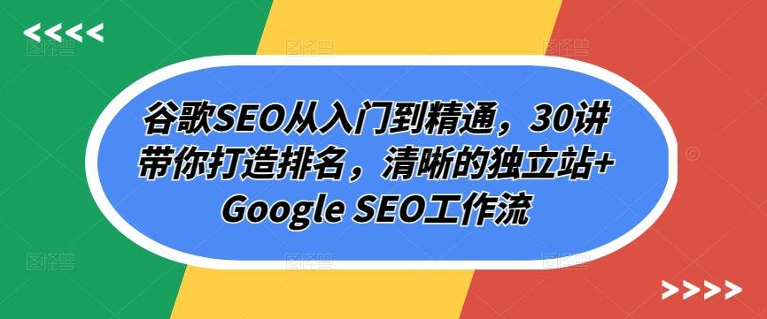 谷歌SEO从入门到精通，30讲带你打造排名，清晰的独立站+Google SEO工作流-泡泡网赚
