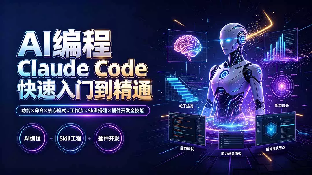 AI编程 Claude Code快速入门到精通：功能×命令×核心模式×工作流×Skill搭建×插件开发全技能-泡泡网赚