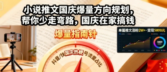 小说推文国庆爆量方向规划，帮你少走弯路，国庆在家搞钱-泡泡网赚