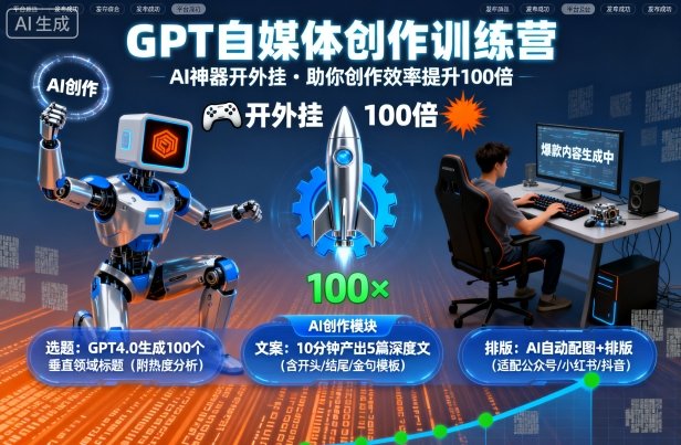 GPT自媒体创作训练营：AI神器开外挂，助你创作效率提升100倍-泡泡网赚