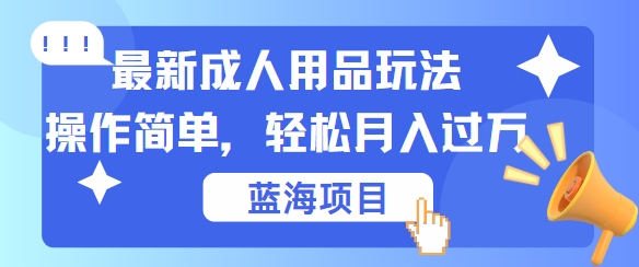 最新成人用品项目玩法，操作简单，动动手，轻松日入几张【揭秘】-泡泡网赚