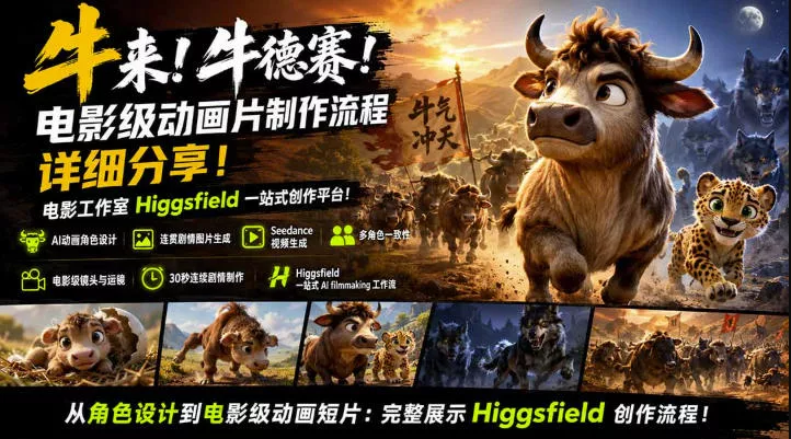 牛来！牛德赛！电影级动画片制作流程详细分享！电影工作室Higgsfield一站式创作平台，完整创作流程-泡泡网赚