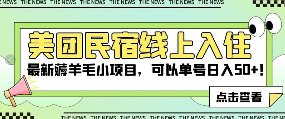 美团民宿线上入住，最新薅羊毛小项目，可以单号日入50+【揭秘】-泡泡网赚