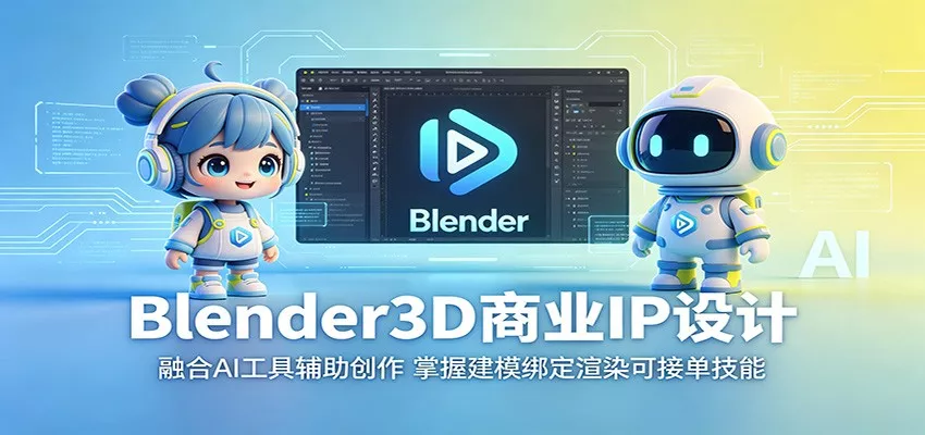 Blender3D商业IP设计：融合AI工具辅助创作，掌握建模绑定渲染可接单技能-泡泡网赚