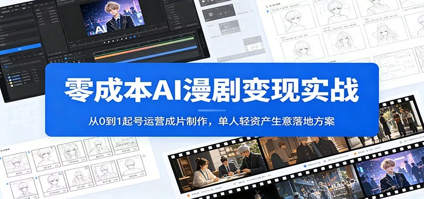 零成本AI漫剧变现实战：从0到1起号运营成片制作，单人轻资产生意落地方案-泡泡网赚