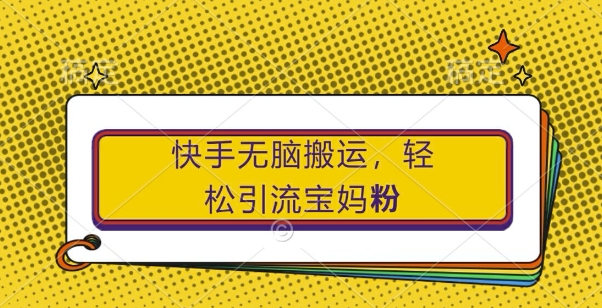 快手无脑搬运，轻松引流宝妈粉，纯小白轻松上手【揭秘】-泡泡网赚