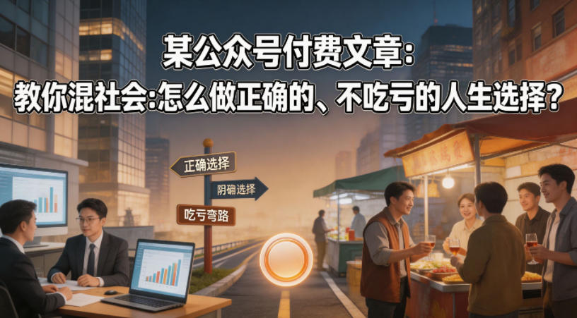 某公众号付费文章：教你混社会：怎么做正确的、不吃亏的人生选择？-泡泡网赚