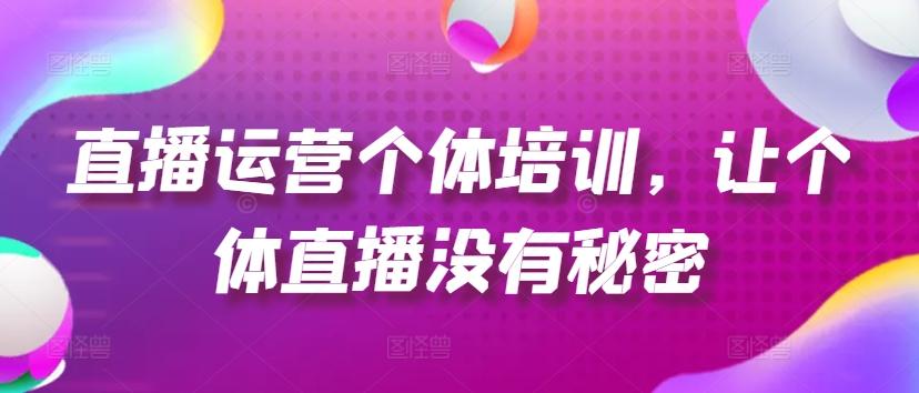 直播运营个体培训，让个体直播没有秘密，起号、货源、单品打爆、投流等玩法-泡泡网赚