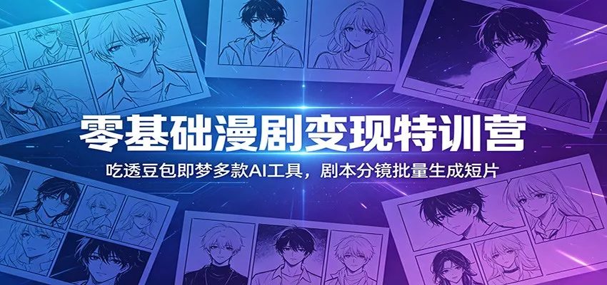 零基础漫剧变现特训营：玩转豆包即梦多款AI工具，剧本分镜批量生成短片-泡泡网赚