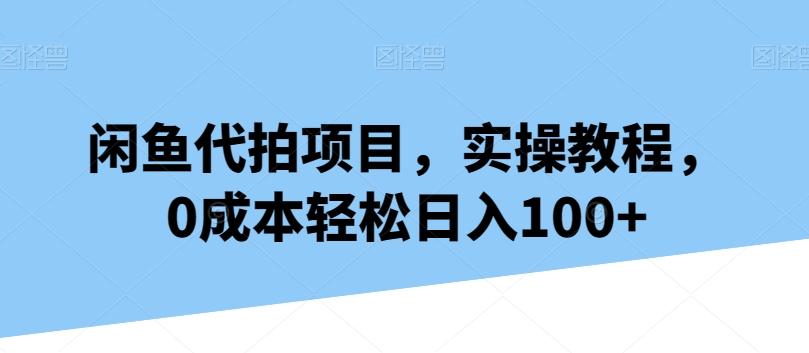 闲鱼代拍项目，实操教程，0成本轻松日入100+-泡泡网赚